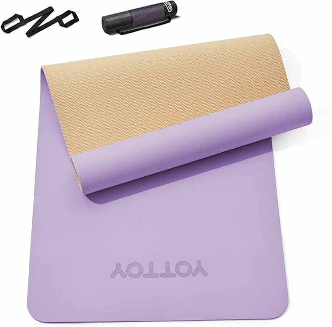 Yoga Mat,Non-Slip TPE Exercise Mat(1/4 Inch) for Pilates, Fitness & Barefoot Workouts, Home Gym Studio with Strap & Bag - Bloomnest