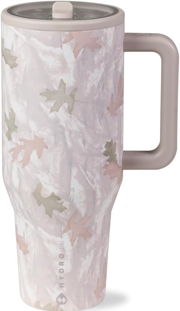 HydroJug Traveler - 40 oz Water Bottle with Handle & Flip Straw - Fits in Cup Holder, Leak Resistant Tumbler-Reusable Insulated Stainless Steel & Rubber Base - Gifts for Women & Men, Camo - Bloomnest