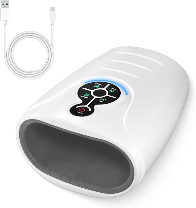 AERLANG Hand Massager Hand Massage Machine with Heat and Compression Cordless Electric Hand Massager for Arthritis and Carpal Tunnel, Birthday Gifts for Women Men mom Husband Gifts Gray-White - Bloomnest