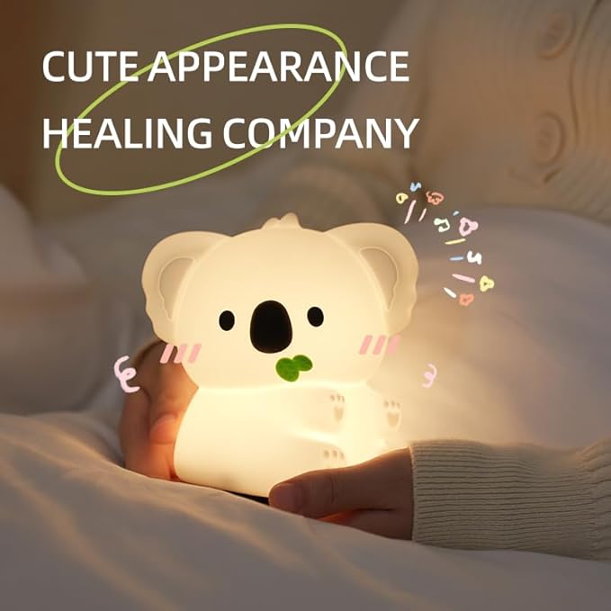 Night Light for Kids, 7 Color Changing BPA-Free Silicone Lamp with Touch Control, Eye Protection, Rechargeable Battery, Soft & Safe Nursery Lamp for Boys & Girls (Koala) - Bloomnest