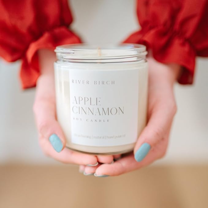 River Birch Candles Apple Cinnamon Scented Candle | Premium, All-Natural, Non-Toxic, Soy Candles | 16oz 90 Hr Burn Time | Cozy Relaxing Gifts for Home - Bloomnest