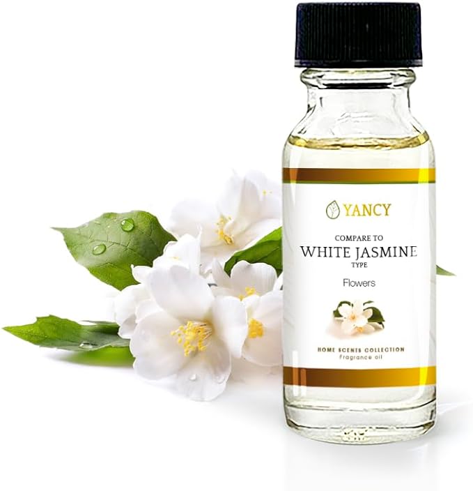 YANCY White Jasmine Luxury Collection Fragrance Oil (1/2 oz), Delicate Floral Aroma, Ideal for Diffusers, Oil Burners & Aroma Lamps, Elegant Scent for a Peaceful Mood YancySpa