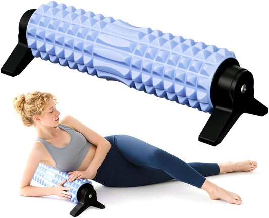 RUNWE Foam Roller with Stand - Bracket Foam Roller for Back Pain, 21 inch Trigger Point Deep Tissue Massage Roller, Medium Density Grid Bracket Foam Rollers, Leg Roller for Muscles Deep Tissue