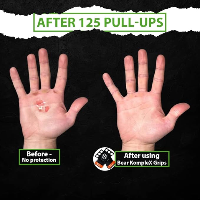 Bear KompleX 2-3 Hole Carbon Hand Grips for Weight Lifting, Cross Training and Gymnastics, Durable Workout Grips with Wrist Wraps, Comfortable Lifting Straps & Workout for Gymnastic Bars - Bloomnest