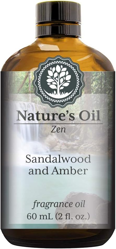 Sandalwood and Amber Fragrance Oil (60ml) for Diffusers, Soap Making, Candles, Lotion, Home Scents, Linen Spray, Bath Bombs, Slime NaturesOil