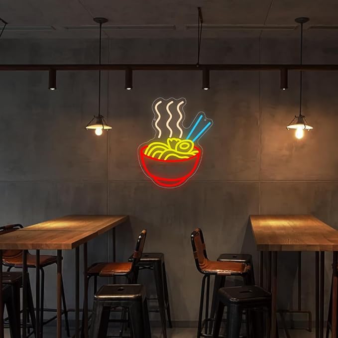 Ramen Neon Sign, Japanese Anime Led Neon Lights for Wall Decor Noodle Neon Signs for Restaurant Ramen Shop Store Kitchen Home Dinning Room USB Powered(14.2"*11.6") - Bloomnest