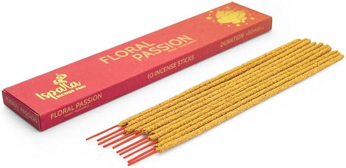 ISPALLA FLORAL Passion Incense Sticks, Pack of 10, with Palo Santo, Creates a Romantic Environment, Free from Negative Thoughts, Handmade in Peru, 100% Natural & Vegan Bloomnest