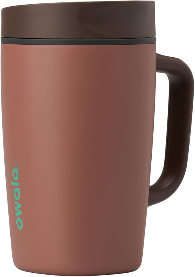Owala SmoothSip Slider Stainless Steel Insulated Travel Mug with handle, 100% Leak Proof, For Hot and Cold Drinks, Travel Friendly with Sliding Lock Lid, 12oz, BPA Free, Leak Proof, Cozy Cocoa - Bloomnest