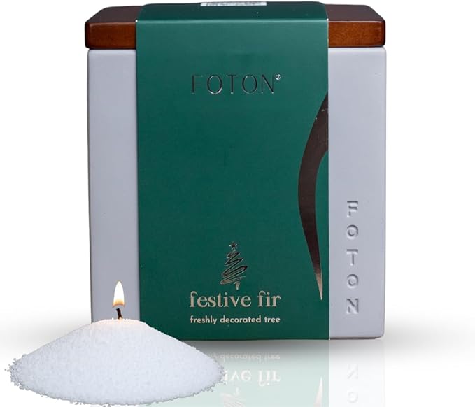 Foton Pearled Candle Le Cube Concrete Vase Set 16 Oz - Festive Fir Scented - Refillable Jar Scented Candle Sand with 15 Wicks - Natural Non-Toxic Decorative Candles for Home - Bloomnest