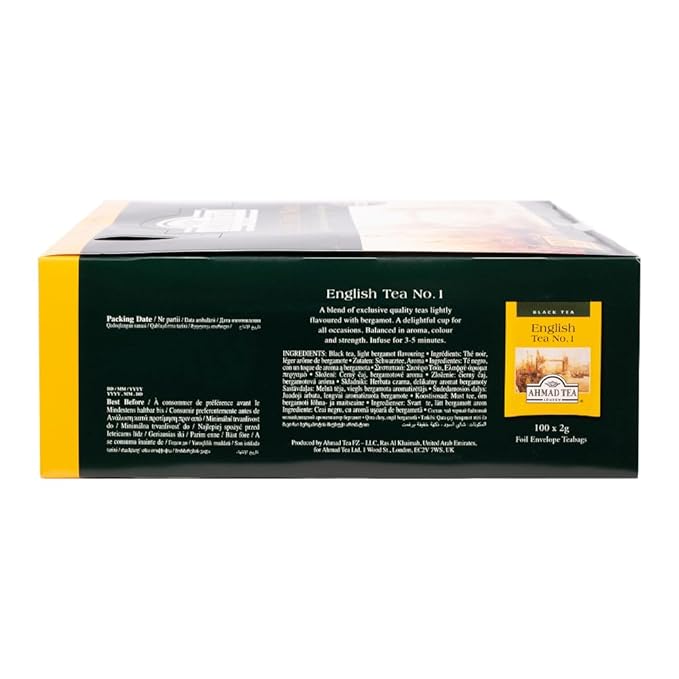Ahmad Tea Black Tea, English Tea No. 1 Foil Enveloped Teabags, 100 ct - Caffeinated and Sugar-Free - Bloomnest