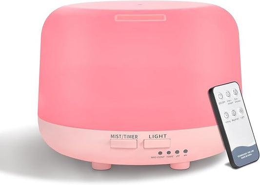 300ML Aromatherapy Essential Oil Diffuser with Remote Control, 7 LED Color Changing Light, for Bedroom Home Large Room - Bloomnest