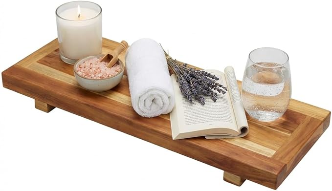 EcoDecors, 29 inch, Bath Tray for Tub, Bath Tub Tray Wood, Bathtub Table, Caddy for Bathtub in Natural Teak - Bloomnest