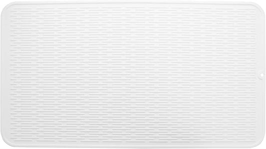 Silicone Dish Drying Mat for Multiple Usage,Easy clean,Eco-friendly,Heat-resistant Silicone Mat for Kitchen Counter or Sink,Refrigerator or Drawer Liner White 4XL 32 inches x 18 inches - Bloomnest