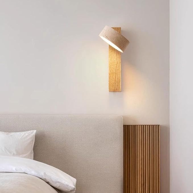 Japanese Wabi-Sabi LED Wall Sconce with Natural Stone Shade,Vintage Swivel Wall Lights,Modern Wall Sconce for Bathroom Mirror, Kitchen,Dining Room,Hallway,Vanity Lighting (B, 1 Head) - Bloomnest
