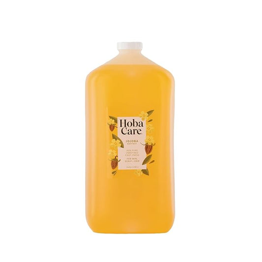 HobaCare Bulk Jojoba Oil - 100% Pure Hexane Free Unrefined Carrier Oil for Soap Making, Hair, Face, Beard, Scalp, Skincare Spa - Natural, Vegan, Long Shelf Life (128 oz Gallon) - Bloomnest