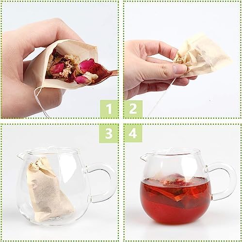 300Pcs Disposable Tea Bags for Loose Leaf Tea, Empty Tea Bags for Loose Tea, 100% Natural Wood Pulp Paper Material, Unbleached Tea Filter Bags with Drawstring - Bloomnest