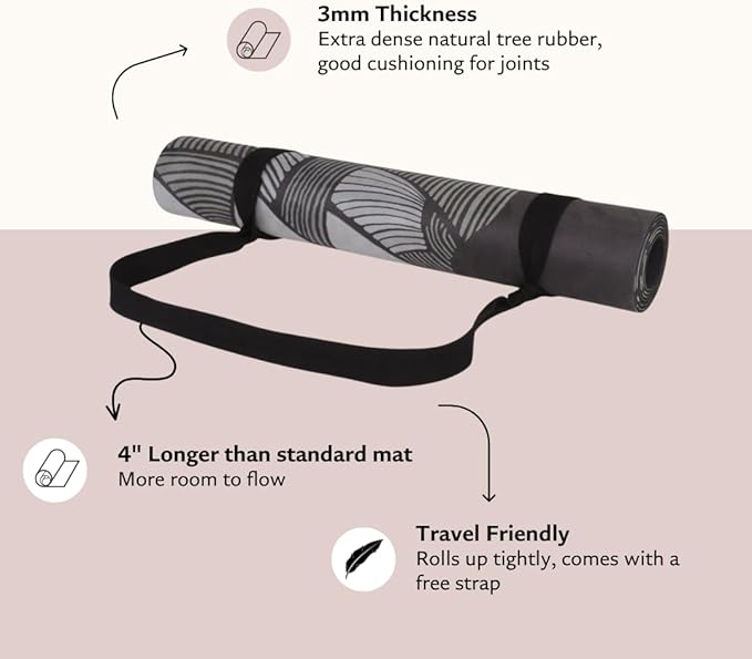 Shakti Warrior Suede yoga mat - Premium Printed Natural Eco-friendly Non-Slip Mat Great for Hot Yoga, Pilates, Workouts (72 inch x 24 inch x 3mm thick) - Bloomnest