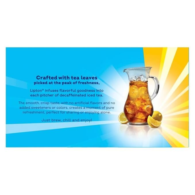Lipton Unsweetened Iced Tea Bags, Family Size Zero Calories, 48 Tea Bags (Pack of 2) - Bloomnest