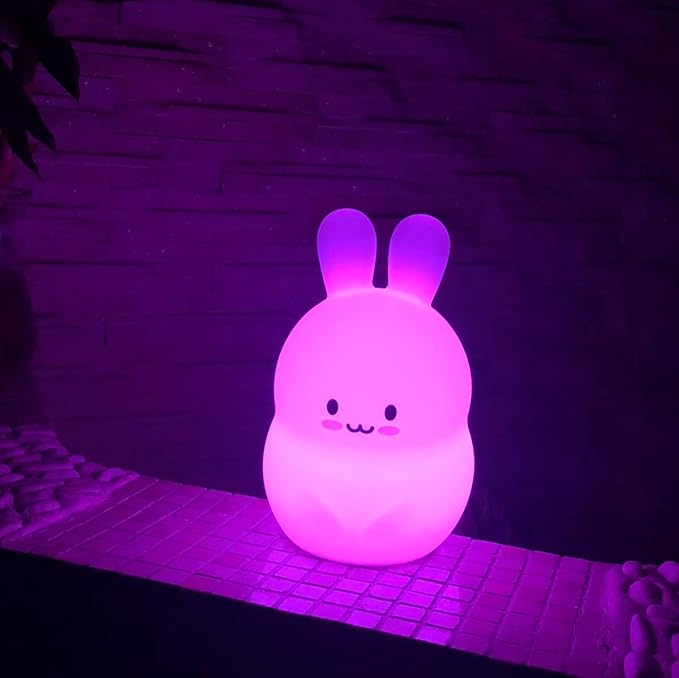 Rabbit Night Lights for Kids, Babies Nursery Lamp, Kids lamp, Child Bedroom Bedside Lamp, Changeable Brightness & Color Children's Table Night-Lights, Holiday Gifts, Child Gift - Medium - Bloomnest