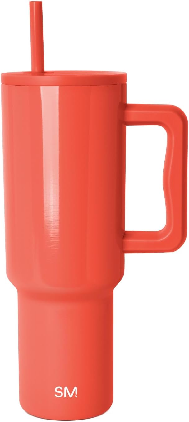 Simple Modern 40 oz Trek Tumbler with Handle and Straw Lid | Cup Holder Friendly Insulated Stainless Steel Travel Mug | Flame SimpleModern