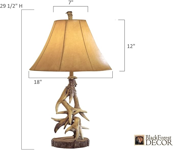 BLACK FOREST DECOR - Faux Antler Table Lamp for Cabin, Living Room, Nightstand, Desk - Rustic Lighting Décor - 28.5" x 18" - Bloomnest