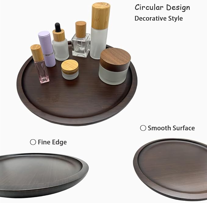 Wood Vanity Tray, Bathroom Counter Solid Walnut Organizer, Toilet Tank Top Wooden Serving Plate for Dinner Tea Coffee (Natural Walnut Color, 9.8 x 9.8 inch) - Bloomnest