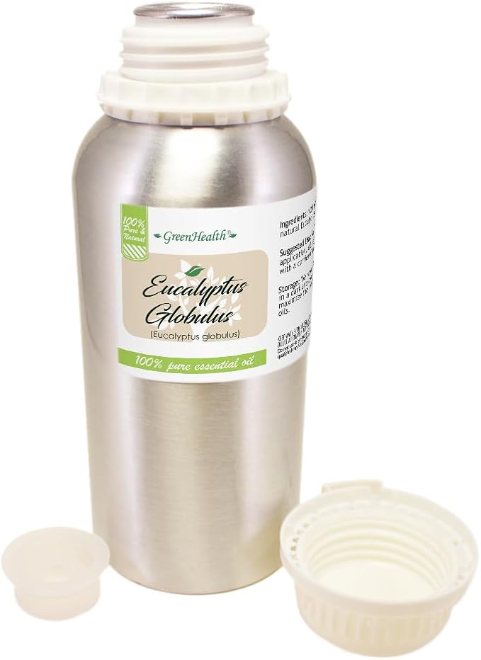 GreenHealth - Eucalyptus Globulus Essential Oil – 16 fl oz (473 ml) Aluminum Bottle w/Plug Cap – 100% Pure, Uncut, Undiluted - Bloomnest