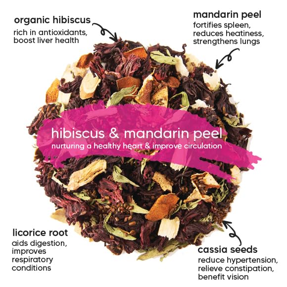 Asian Wellness Tisane Herbal Tea Variety Pack, 3 Blends: Hibiscus & Mandarin to Release Tension & Stress, Honeysuckle & Self-Heal to Support Immune System, Peppermint & Loquat to Soothe Throat | Whole holistic wellness ingredients like dried flowers, r... - Bloomnest