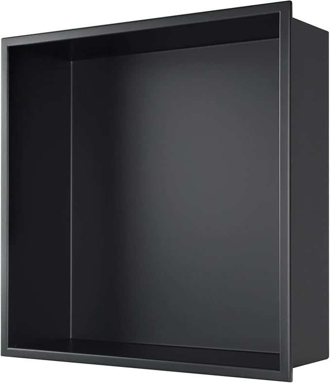 Stainless Steel Shower Niche 12" X 12" Matte Black No Tile Needed Niche Shower Recessed Wall Niches for Bathroom Storage Over Mount Installation - Bloomnest