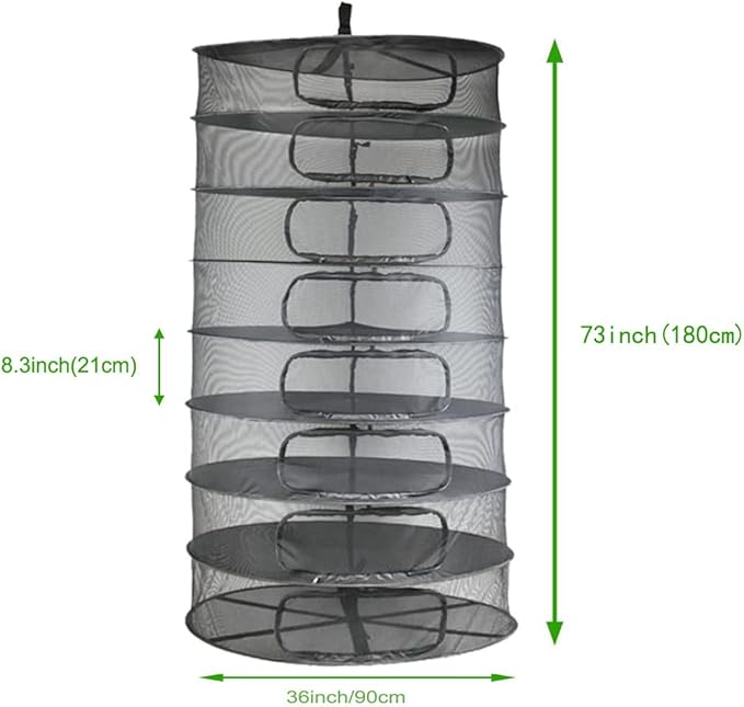 HORTIPOTS Herb Dry Rack Zipper Opening 3ft Adjustable Center Support Straps NO Sagging Fine Mesh Dry Net (Heavy Duty Zips 3FT) - Bloomnest