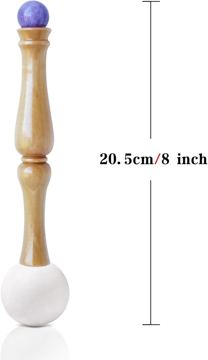Singing Bowl Mallet,Rubber Mallet Striker with Silicone Head and Wooden Handle and Crystal Sphere for Playing Quartz Crystal Singing Bowls(Purple) - Bloomnest