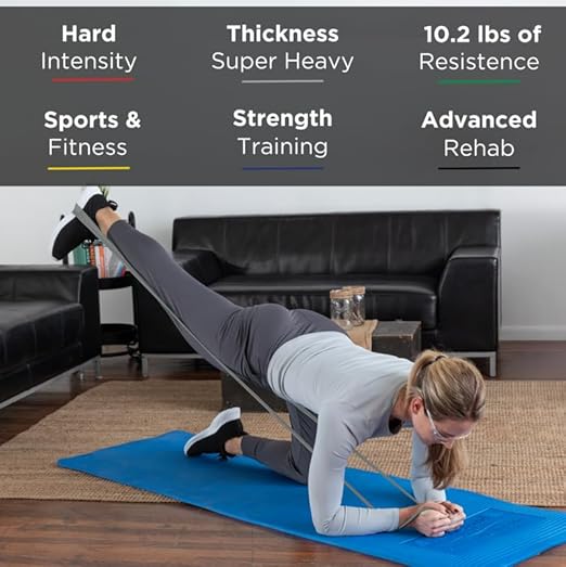 THERABAND Resistance Bands, 6 Yard Roll Professional Latex Elastic Band For Upper & Lower Body, Core Exercise, Physical Therapy, Pilates, Home Workouts, Rehab, Silver, Super Heavy, Level 7 - Bloomnest