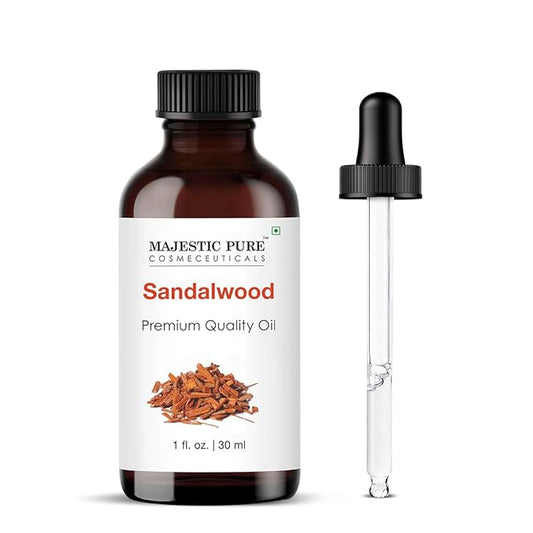Majestic Pure Sandalwood Essential Oil with Glass Dropper - 1 Fl Oz - 100% Pure and Natural Sandalwood Oil - Premium Grade Essential Oils for Diffuser, Aromatherapy, Soap and Candle Making - Bloomnest