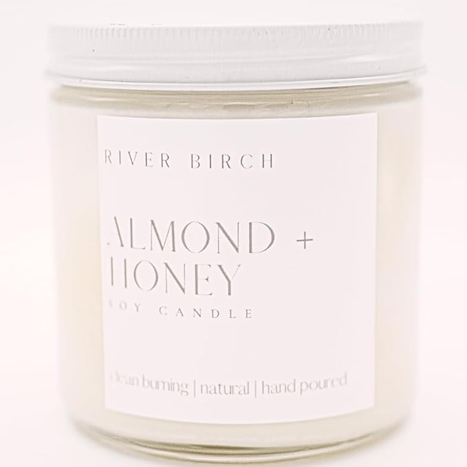 River Birch Candles Almond & Honey Scented Candle | Premium, All-Natural, Non-Toxic, Soy Candles | 16oz 90 Hr Burn Time | Cozy Relaxing Gifts for Home - Bloomnest