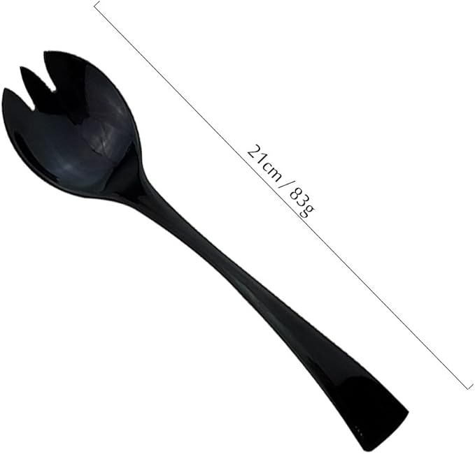 JASHII 18/10 Stainless Steel Mirror Polished Black 2 Pcs Salad Fork & 2 Pcs Salad Spoon Black Server Utensil Set - Bloomnest