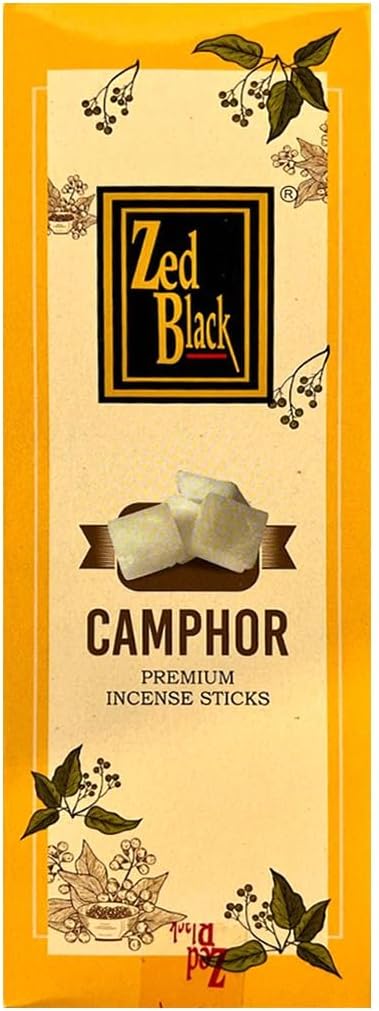 Zed Black Camphor Incense Sticks – 20 Sticks per Box, 6 Boxes Inside (Total 120 Sticks) | Premium Camphor Fragrance for Pooja, Meditation & Relaxation.