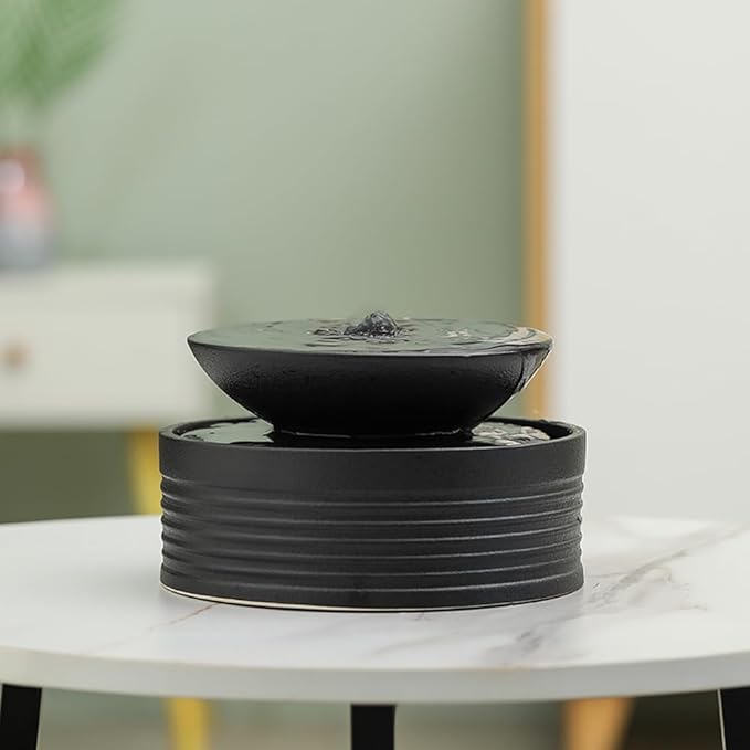 Outdoor and Indoor Tabletop Desktop Fountain Water Feature Waterfall mini Watering p d c Home Decoration Office (S081 Black) - Bloomnest