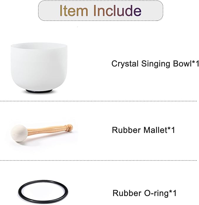 CVNC 440HZ 8 Inch G Note Throat Chakra Frosted Quartz Crystal Singing Bowl with Mallet & O-ring Sound Healing Instrument - Bloomnest