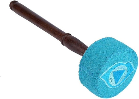 Hard Wood Felted Striker, Handmade Hard Wood Multi-purpose Tibetan Buddhism Singing Bowl Mallet Striker Stick for Meditation Chakra Healing Prayer and Yoga (Light blue) - Bloomnest