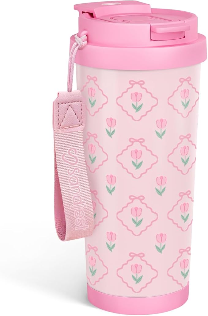 Tulip Tumbler - Stainless Steel 2-in-1 Lid Coffee Tumbler 18 oz, Insulated Travel Mug Gift for Women Girls Teen Mother, Birthday Christmas - Bloomnest