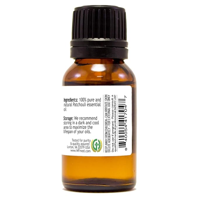 Patchouli Essential Oil – 1/2 fl oz (15 ml) Amber Glass Bottle w/Euro Dropper – 100% Pure Essential Oil - GreenHealth Greenals