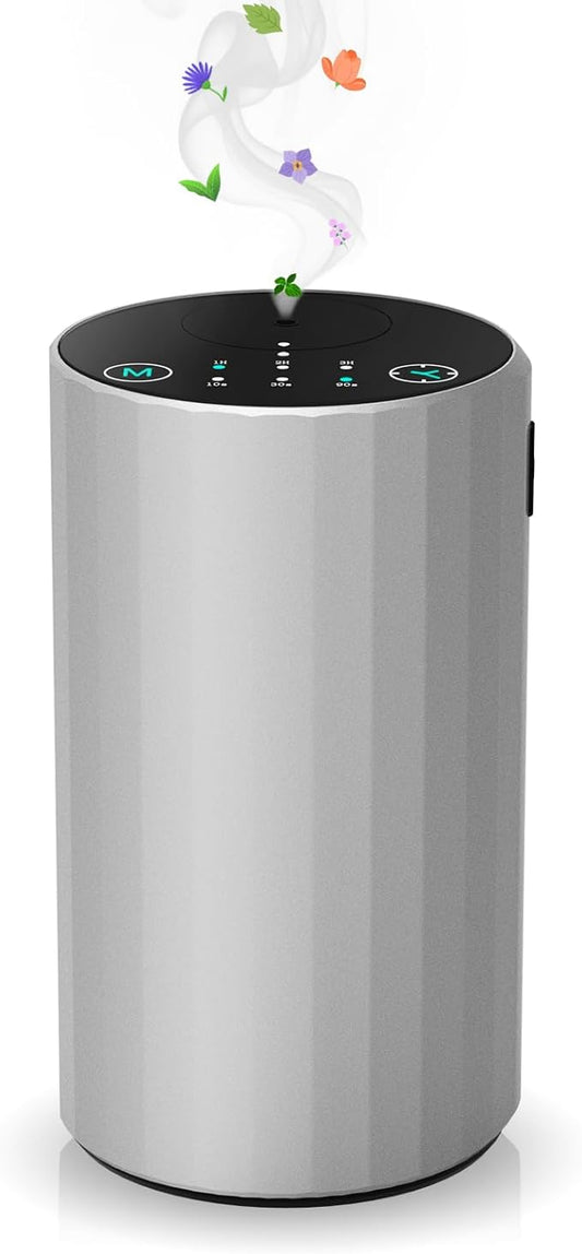 Waterless Essential Oil Diffuser Aromatherapy Scent Diffusers for Home Large Room, Bedroom, Car, Office, Desk, Battery Operated Mini Portable Air Freshener (Silvery) - Bloomnest