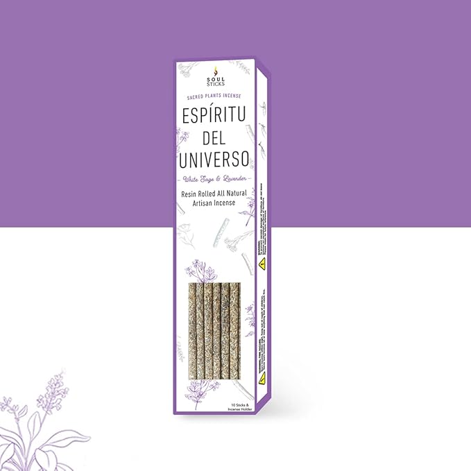 SOUL STICKS Handcrafted 10pcs Resin Artisan Incense Sticks Non-Toxic & Long Lasting Aromatic Sticks for Yoga Meditation Relaxation Aromatherapy Cleansing & Purification (White Sage & Lavender) SoulSticks