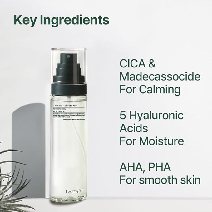 Pyunkang YUL PKY Calming Moisture Mist - Facial Spray with AHA & PHA, Tea Tree That Hydrates & Soothes - Astringent for Face - Korean Face Skin Care Mist for Sensitive Skin - 100ml 3.38 Fl.Oz. - Bloomnest
