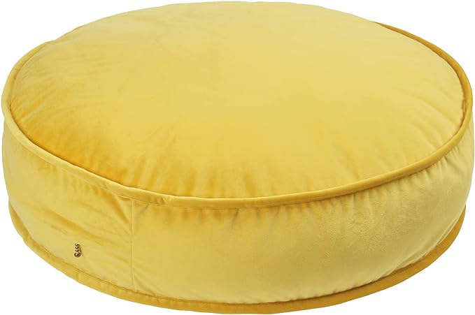 Round Floor Pillow Cover Velvet Throw Seating Pouf Yoga Meditation Cushion Plush Case Reading Room Decor Cover Only (25.6IN, Yellow)