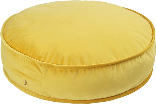 Round Floor Pillow Cover Velvet Throw Seating Pouf Yoga Meditation Cushion Plush Case Reading Room Decor Cover Only (25.6IN, Yellow)