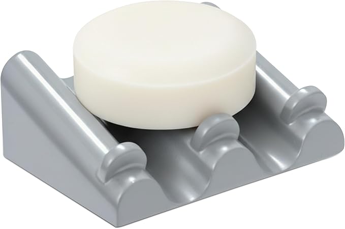 DOXOLOGY Gray Marble Soap Dish Bathroom Organizer - Resin Soap Dish with Rectangular Design 3.7" L x 2.8" W - Self Draining Soap Dishes Keeps Countertop Neat - Marble Look Soap Tray for Sink - Bloomnest