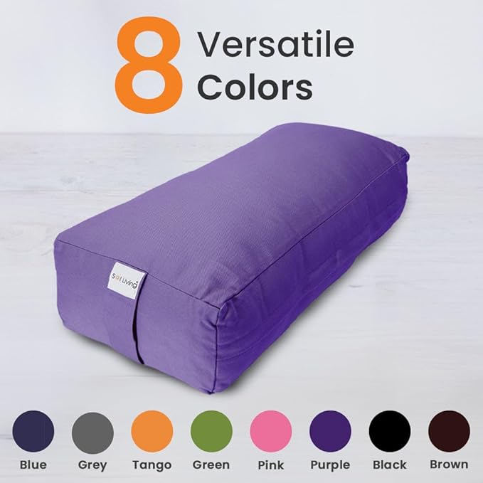 Sol Living Yoga Bolster Pillow Rectangular Meditation Cushion Cotton Meditation Accessories for Restorative Yoga Meditation Pillow Yoga Pillow Firm Body Pillow Bolster Pillow for Legs Removable Cover