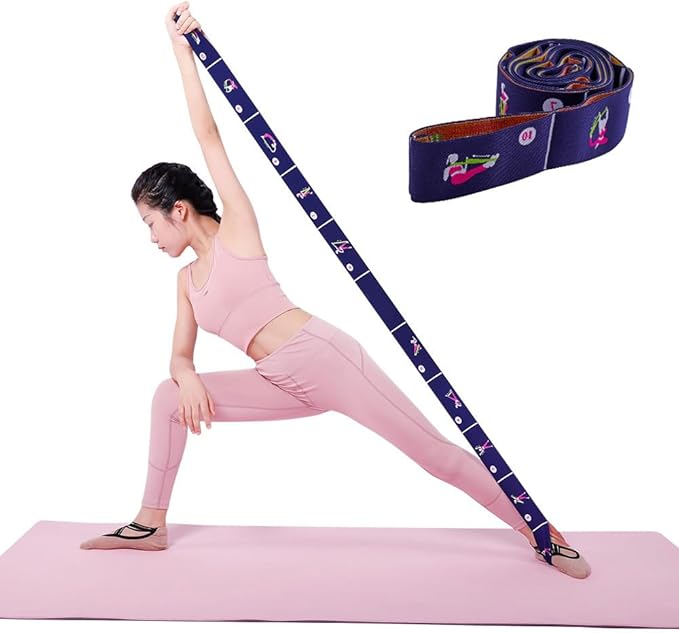 Resistance Bands 11 Loops with Guide Stretch Straps - Exercise Bands for Stretching, Yoga, Pilates & Physical Therapy - Elastic Fabric Workout Bands for Home Gym, Dance, Flexibility Training & Ballet Stretching Equipment - Bloomnest