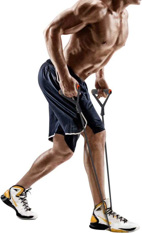 Single Resistance Bands, Workout Bands with Handles and The Exercise Bands with Door Anchor, Suitable for Resistance Training, Physical Therapy, Home Workouts, Boxing Training